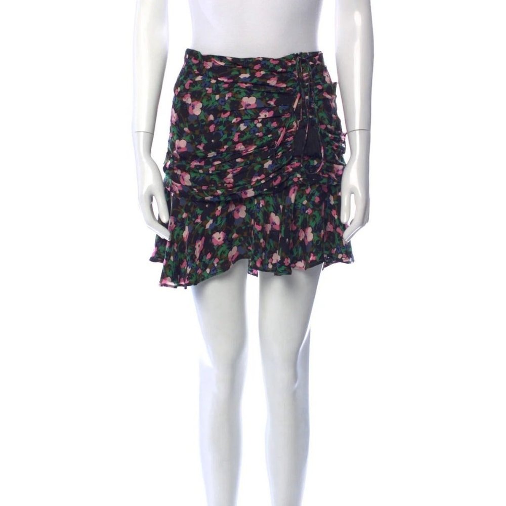 Veronica Beard Noon Silk Ruched Floral Skirt Halter Top XS/0 $350